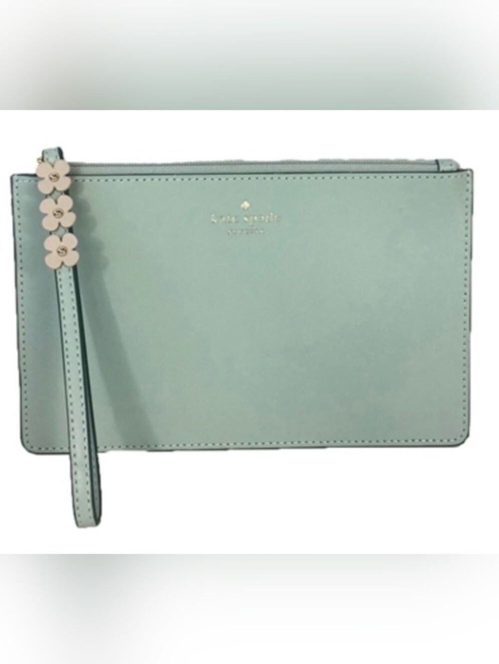 Kate Spade NWOT Eli Mint Green With Foral-strap Wristlet